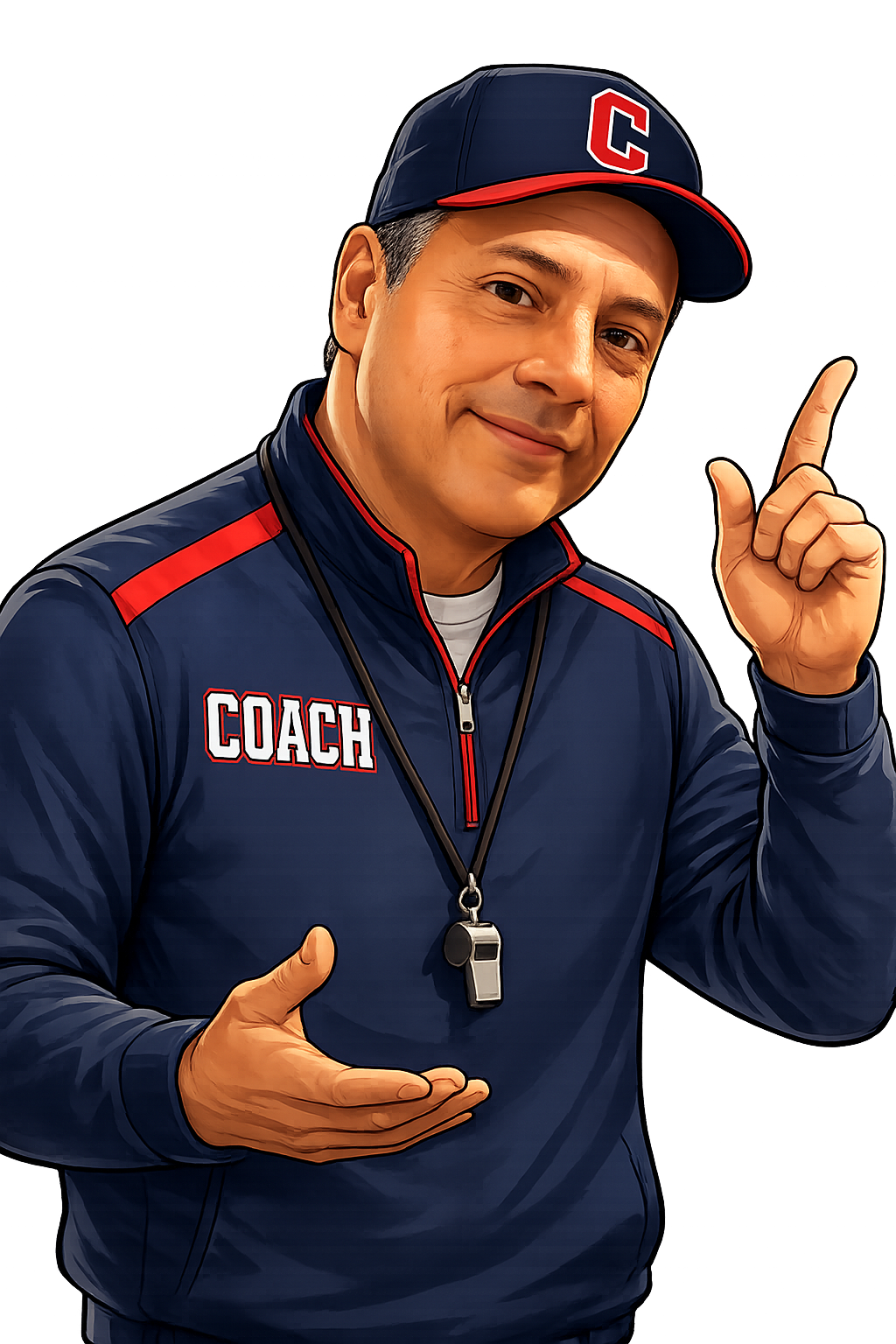 Ilustración del Profesor Juan con gorra de entrenador
